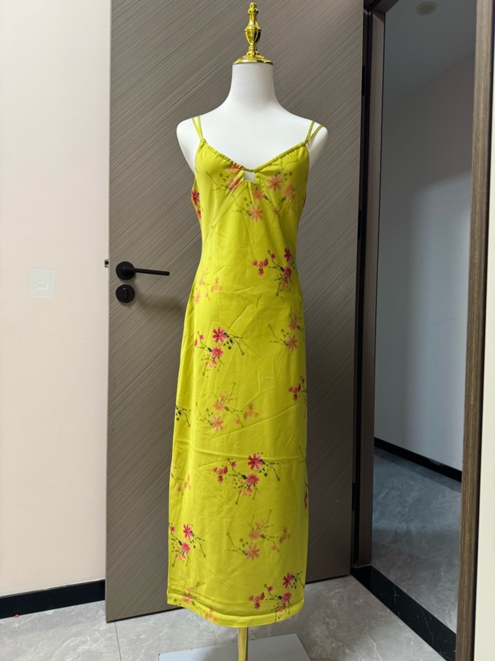 All Saints Yellow Floral Slip Maxi Dress